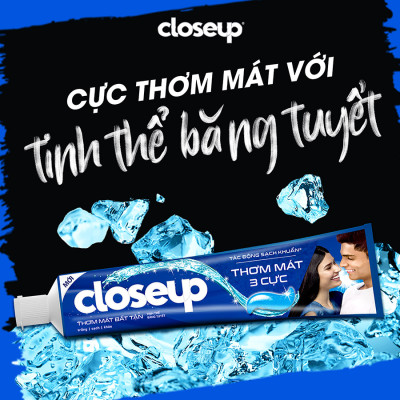 Combo 3 Kem đánh răng Closeup thơm mát bất tận tinh thể băng tuyết 230g