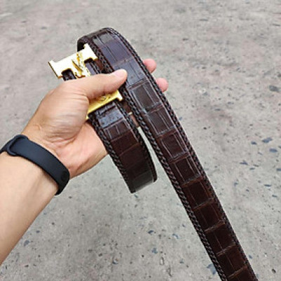 Dây nịt da bụng cá sấu liền tấm 4cm H29N1