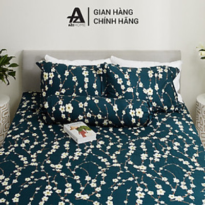 Bộ Ga Giường 4 Món White Sakura Mềm Mại 100% Mirco Silk Cao Cấp A2Z Home