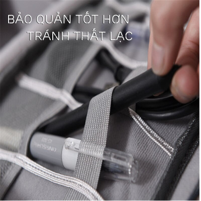 Hộp Túi Vải Đựng Phụ Kiện Công Nghệ Đa Năng Nhiều Ngăn Chống Thấm Nước Túi Phụ Kiện Du Lịch Cho Cáp Sạc Di Động, Sạc Dự Phòng, Điện Thoại, Tai Nghe, Thẻ Nhớ - Hàng Chính Hãng