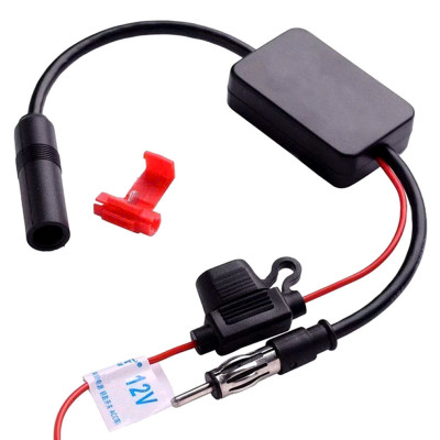 Bộ khuếch đại tín hiệu ăng-ten trên ô tô, tăng cường tín hiệu Radio FM, AM chống nhiễu chủ động, nguồn 12V, hàng nhập khẩu