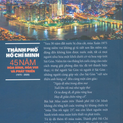 Thành Phố Hồ Chí Minh 45 Năm Hòa Bình, Hòa Vui Và Phát Triển (1975 - 2020)