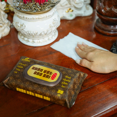 Khăn ướt bao sái lau bàn thờ EcoWipes gói 30 tờ hương Trầm