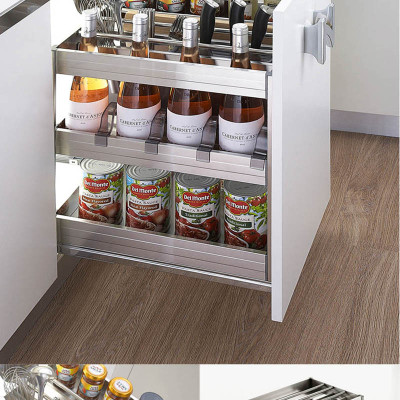 Giá dao thớt gia vị đa năng cho tủ bếp chất liệu inox hộp chính hãng Grob