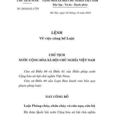 Luật phòng cháy, chữa cháy và cứu nạn, cứu hộ năm 2024 - bản in 2025