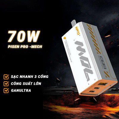 Sạc Nhanh Mecha GaNUltra 70W - Pisen Pro CC1200