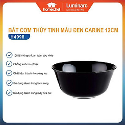 Bát (chén) ăn cơm thủy tinh Luminarc Carine màu đen 12cm H4998 | Hàng chính hãng