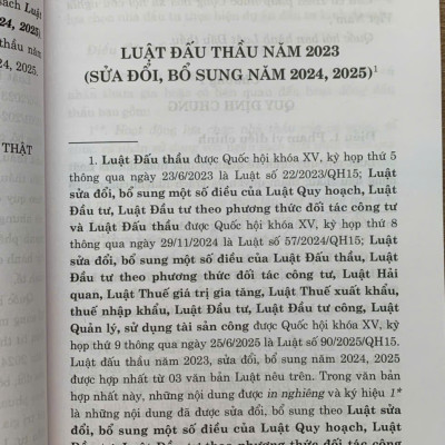 Luật Đấu Thầu năm 2023 (Sửa đổi, bổ sung năm 2024, 2025)