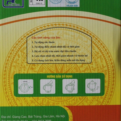 Ấm Siêu Sắc Thuốc Điện Tự Động Gốm Bát Tràng Bảo Long Phú Vinh Cao Cấp PV-386H (3,2 lít) - Màu Ngẫu Nhiên - Hàng Chính Hãng