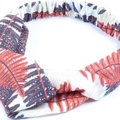 Băng Đô Vải Cài Tóc Họa Tiết Lá Màu Đỏ - Mã BD211