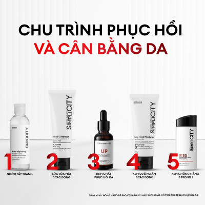 Bộ sản phẩm chăm sóc Men Stay Simplicity phục hồi & cân bằng da cho nam Recovery Trio: 01 Sữa rửa mặt 100g x Seurm 30ml x Kem dưỡng ẩm 80g