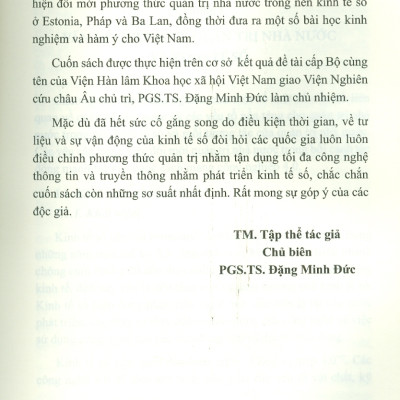 Quản Trị Nhà Nước Trong Nền Kinh Tế Số Ở Một Số Nước Châu Âu (Sách chuyên khảo) - Viện Nghiên Cứu Châu Âu - PGS.TS. Đặng Minh Phúc (Chủ biên)