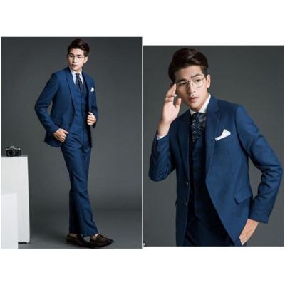 Cavat nam Hàn Quốc cao cấp bản nhỏ (6cm) - Tặng kèm hộp, Màu Xanh kẻ đỏ