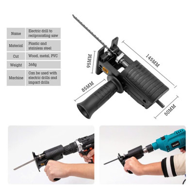 Biến Máy Khoan Thành Máy Cưa Điện Cầm Tay Với Bộ Chuyển Đổi Kèm 3 Lưỡi Cắt Gỗ, Kim Loại Đa Năng Hiệu Quả