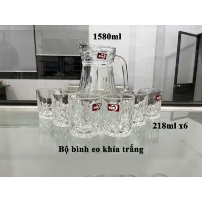 Bộ Bình Thủy Tinh Sang Trọng 6 Cốc – Quà Tặng Cao Cấp, Hộp Đựng, Thiết Kế Hiện Đại - HÀNG CHÍNH HÃNG MINIIN