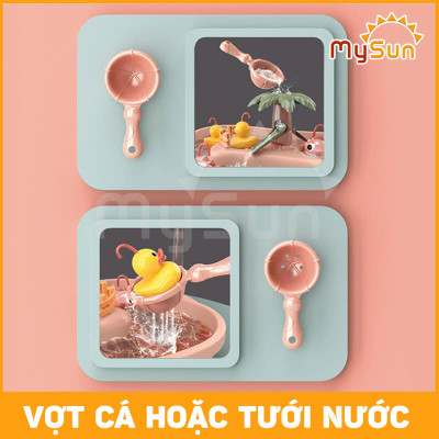 Bộ bể câu cá đồ chơi NHẠC NƯỚC cho bé bằng nhựa ABS 2 tầng tặng Pin