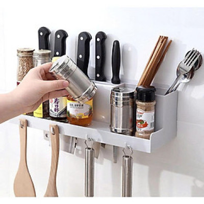 Kệ Đựng Gia Vị Nhà Bếp 4 Móc Treo Tường Thoát Nước (Màu ngẫu nhiên)