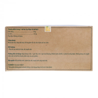 Trà vằng túi lọc lợi sữa, nhanh lấy lại vóc dáng sau sinh Wonmom 40gr ( 20 Túi/Hộp )