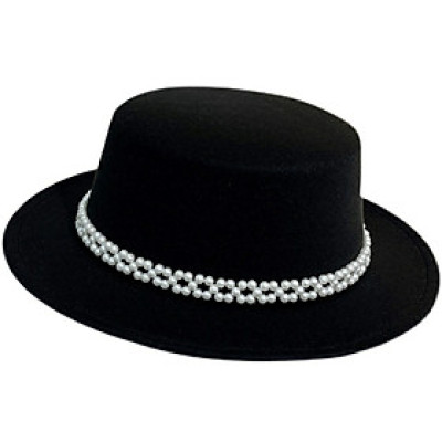 Mũ cao bồi vành bằng nón phớt nỉ fedora nam nữ phối đai ngọc trai nhân tạo chất liệu nỉ  Hàng nhập Dona23032601