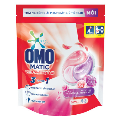 Túi Viên Giặt Tiện Lợi OMO 3 Trong 1 30 Viên