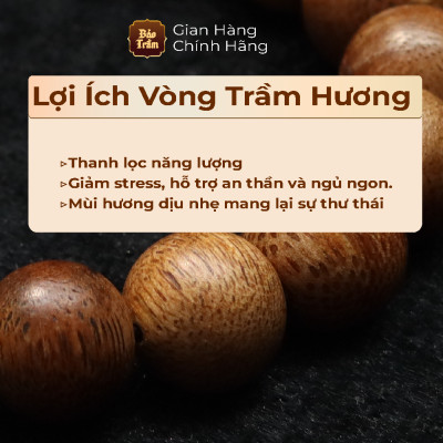 Vòng Trầm Hương 7.5ly – 108 Hạt – Cao Cấp | Bảo Trầm – Chuỗi Trầm Tự Nhiên – Thơm Dịu An Lành – Không Hóa Chất