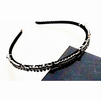 Cài tóc đen đính đá hình vương miện đá xanh đen