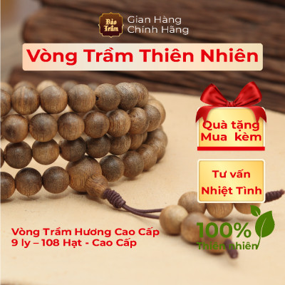 Vòng Trầm Hương 9 ly – 108 Hạt – Cao Cấp | Bảo Trầm – Chuỗi Trầm Tự Nhiên – Hương Thơm Dịu Nhẹ – Tĩnh Tâm Thiền Định