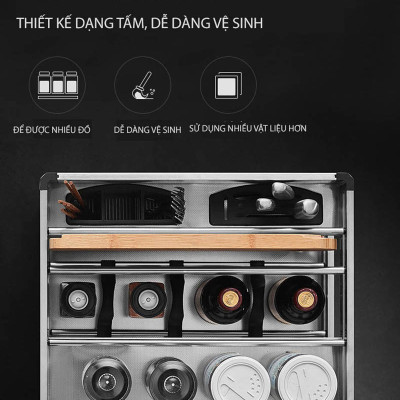 Giá dao thớt gia vị đa năng cho tủ bếp chất liệu inox hộp chính hãng Grob