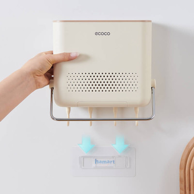 Miếng Dán Hộp Đựng Đũa Thìa Có Nắp Treo Tường Máy Sấy Đũa Muỗng Dán Thay Thế Giá Kệ Nhà Tắm Ecoco