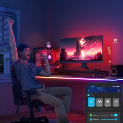 Dây LED RGBIC trang trí dán cạnh bàn Govee RGBIC LED Neon Rope Lights for Desks H61C3 | 10 ft/3m
