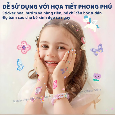Hình xăm, sticker dán móng tay cho bé gái Mideer Garden Fairy Dress Up Sticker Pack 1000 miếng