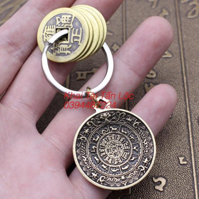 Móc khoá Văn Thù Cửu Cung Bát Quái và chủng tự KALACHAKRA hoá giải thái tuế , tam tai