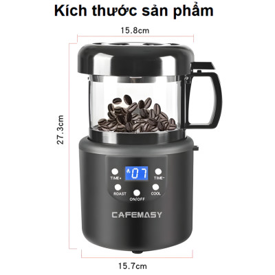 Máy rang hạt cà phê công nghệ gia nhiệt không khí chuyên nghiệp thương hiệu Cafemasy CCR-305 - Hàng Nhập Khẩu