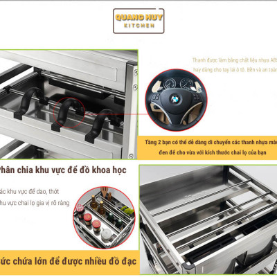 Giá dao thớt gia vị đa năng cho tủ bếp chất liệu inox hộp chính hãng Grob