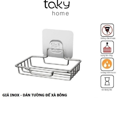 Giá Inox Để Xà Bông Dán Tường Phòng Tắm, Kê Để Xà phòng Khô Ráo - Tiện Dụng, Sang Trọng, Không Khoan Đục. TakyHome 4039