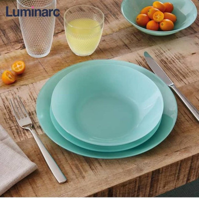 Đĩa (dĩa) thủy tinh sâu lòng Luminarc Diwali màu xanh ngọc 20cm P2019 | Hàng chính hãng