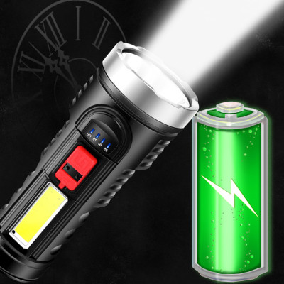 Đèn Pin Sạc USB 4 Chế Độ Sáng Có Đèn Báo Dung Lượng Pin - Hàng Chính Hãng