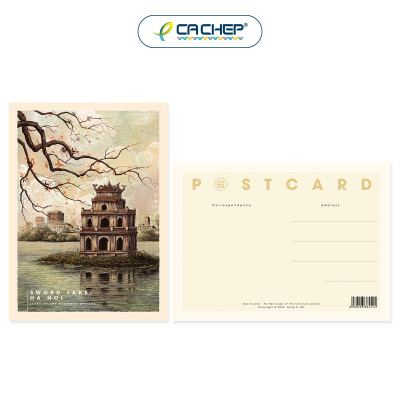 Combo 4 postcards Danh thắng Việt Nam (Hồ Gươm, Ngọ Môn, Chùa Cầu, Nhà thờ Đức Bà)