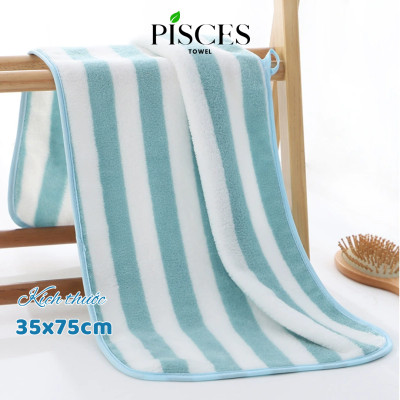Khăn Mặt PISCES TOWEL 35x75cm Họa Tiết Sọc Cotton Mềm Mại, Khăn Spa Yoga Gym Thể Thao Thấm Hút Mồ Hôi