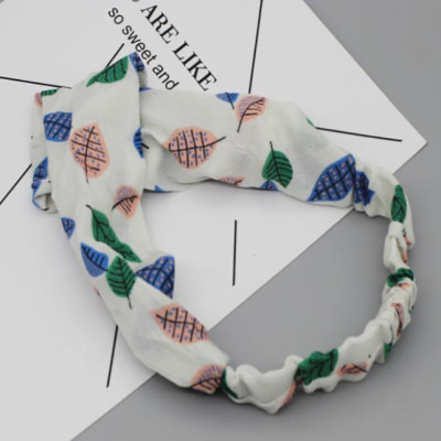 Cài tóc vải turban hoạ tiết chiếc lá dễ thương