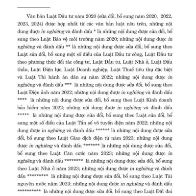 Luật đầu tư năm 2020 (sửa đổi, bổ sung năm 2020, 2023, 2024) bản in 2024
