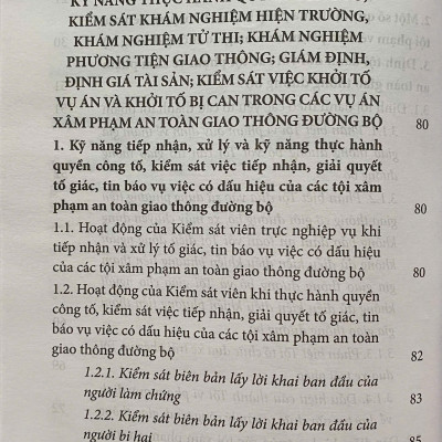 Kỹ Năng Thực Hành Quyền Công Tố, Kiểm Sát Việc Khởi Tố, Điều Tra, Truy Tố, Xét Xử Sơ Thẩm Vụ Án Về Các Tội X.  âm phạm An Toàn Giao Thông