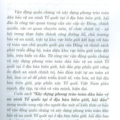 Xây Dựng Phong Trào Toàn Dân Bảo Vệ An Ninh Tổ Quốc Ở Địa Bàn Biên Giới, Hải Đảo