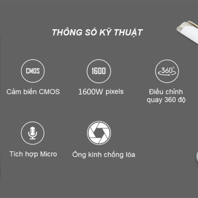 ROGTZ - Webcam học Online cho máy tính AEBell BL-U22W Độ phân giải HD 720P Micro thu âm đa hướng Quay 360 độ Trục xoay linh hoạt Chỉnh sáng thông minh Cáp dài 1,5m USB 2.0  Tương thích nhiều HĐH Dễ cài đặt Dễ sử dụng - Hàng Chính Hãng