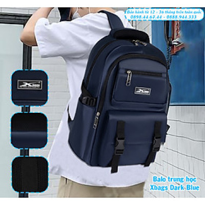Balo học sinh chống nước tiện lợi Xbags Dark Blue Xb 3202
