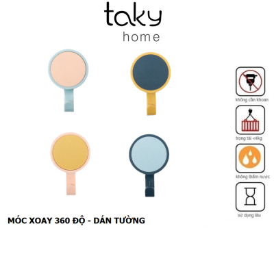 Móc Dán Tường Xoay 360 Độ Nhiều Màu Lựa Chọn, Móc Treo Tường Đa Năng, Sử Dụng Miếng Dán 3M Tiện Dụng Treo Đồ. TakyHome 2231