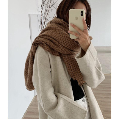 Khăn choàng - Khăn len quàng cổ cho nữ mềm và ấm, họa tiết kẻ caro phong cách Hàn Quốc cổ điền thời trang