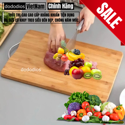 Thớt Tre Cao Cao Cấp Kháng Khuẩn Tiện Dụng - Thớt Gỗ Tre Kháng Khuẩn Đủ Size CÓ KHUY TREO Siêu Bền Đẹp, Chống Nấm Mốc - Hàng chính hãng dododios