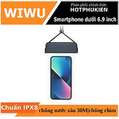 Túi chống nước waterproof cao cấp cho điện thoại 6.9 inch trở xuống chuẩn chống nước IPx8 hiệu WIWU Aqua không ảnh hưởng chất lượng ảnh chụp quay video - hàng nhập khẩu