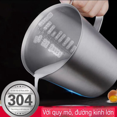 ( hàng cao cấp ) ca đánh sữa inox 304 có vạch đong 500ml, 700ml, 1L